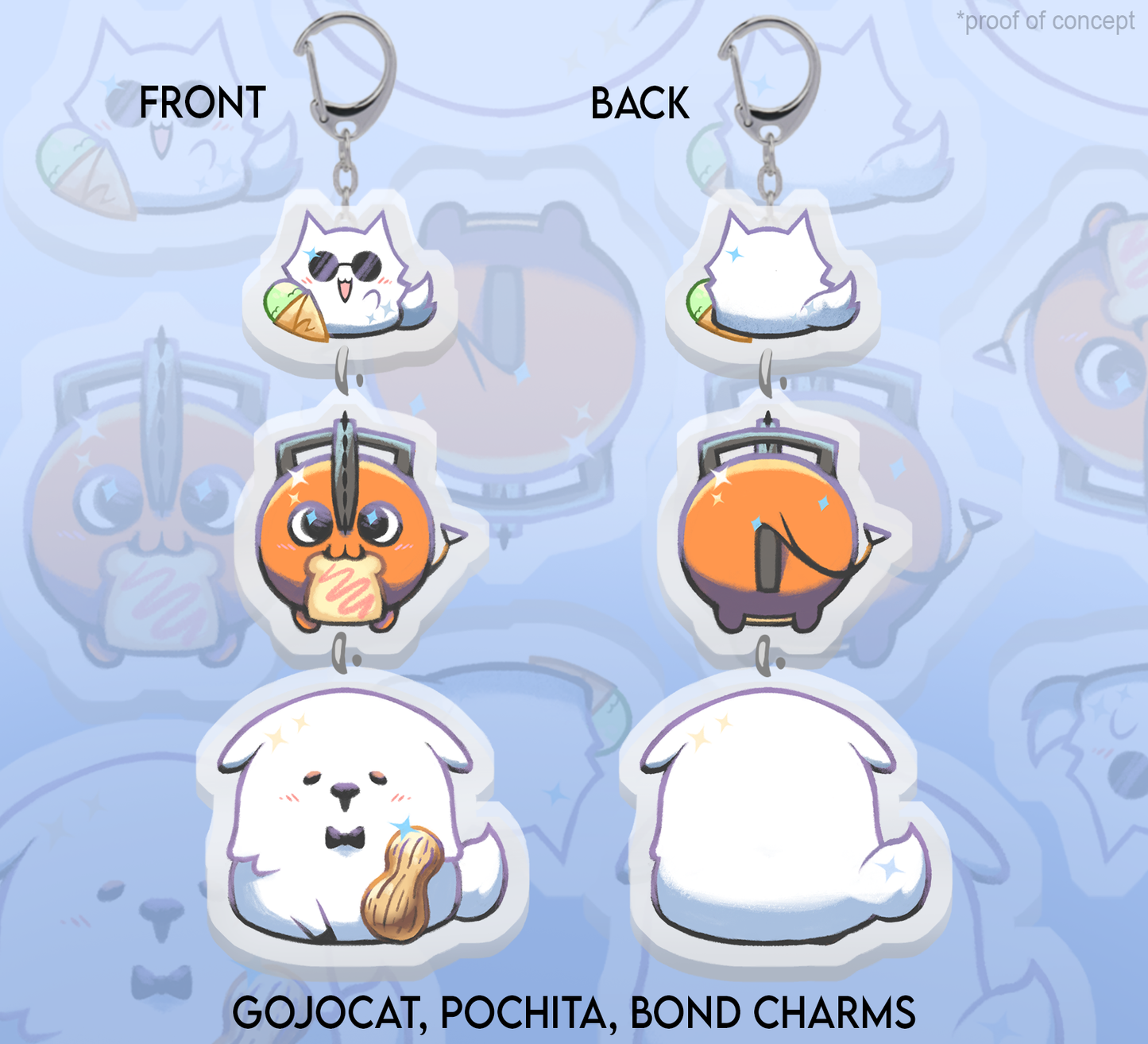 PREORDER Gojocat, Pochita, Bond Acrylic Charm